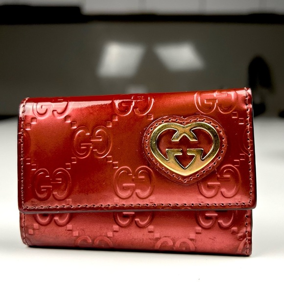 Gucci GG Key Case Waller Red Patent Leather - Picture 1 of 6